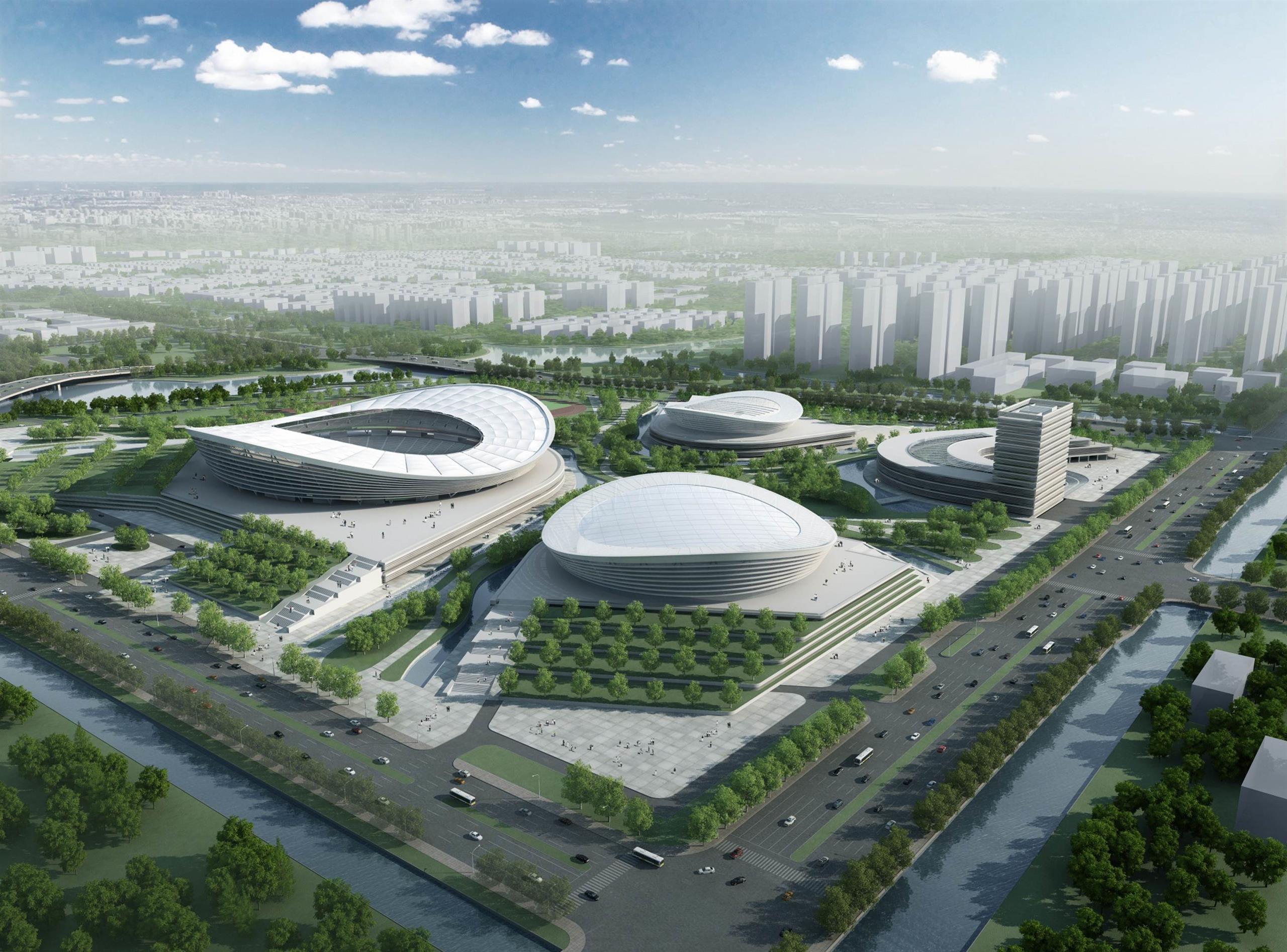 Computer generated image of Suzhou Sports park 