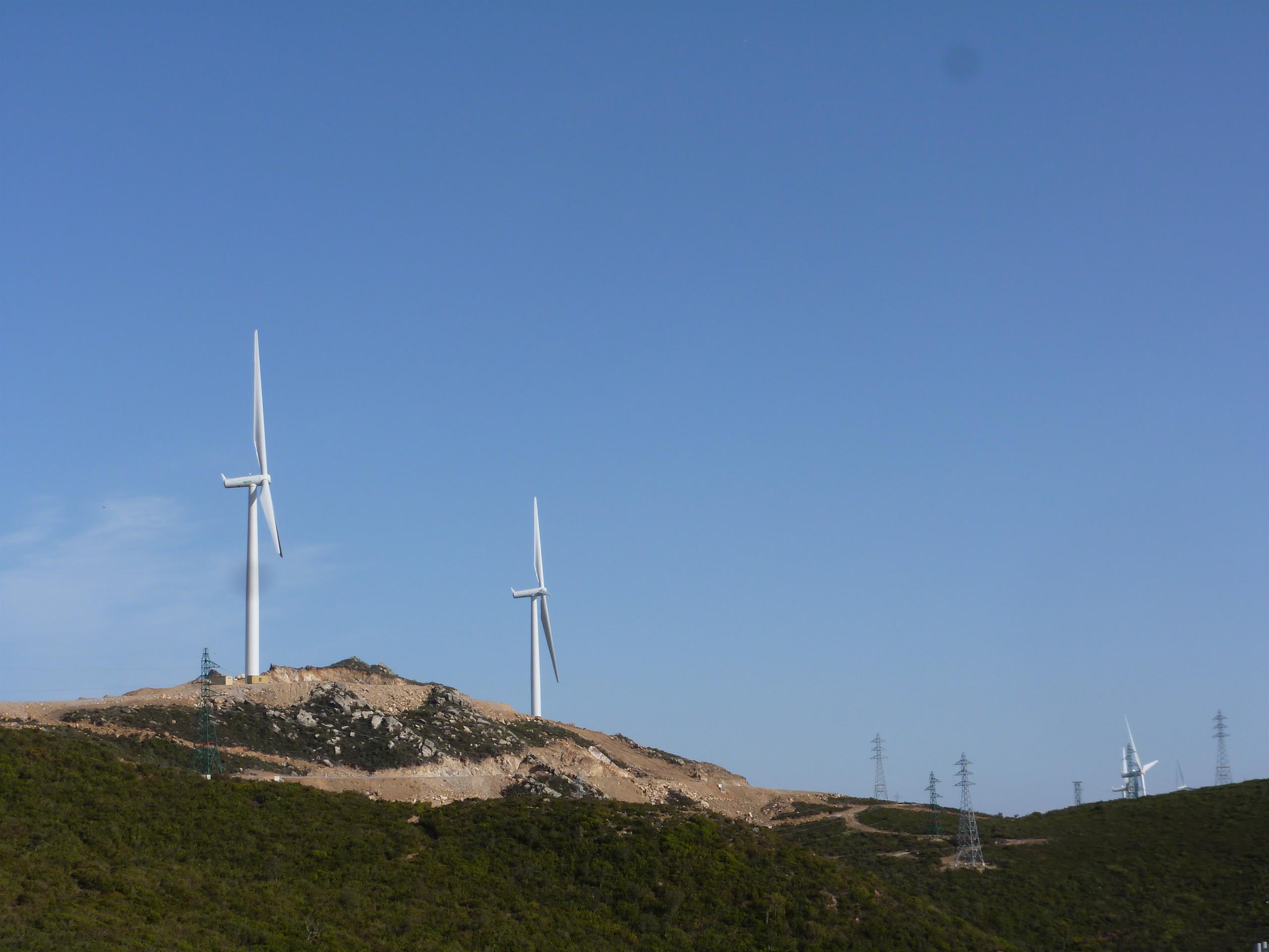 View of the wind farm in northern Morocco
