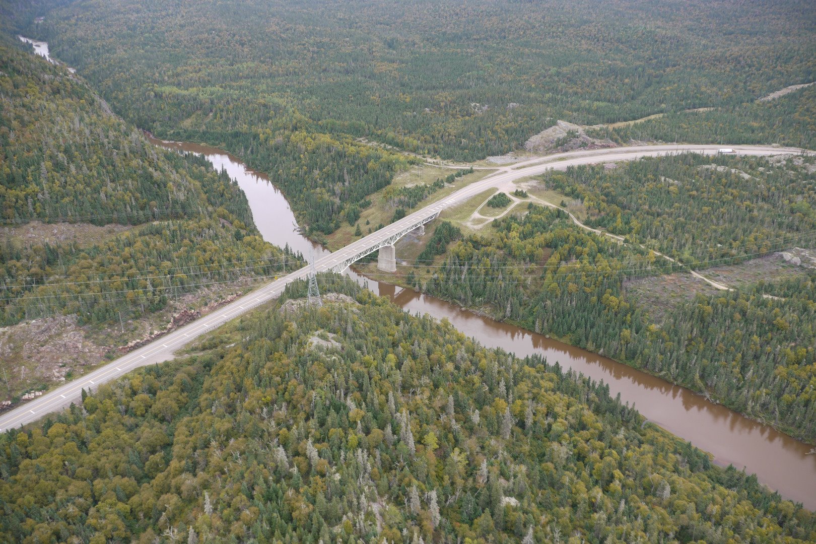 Aerial shot of the bridge