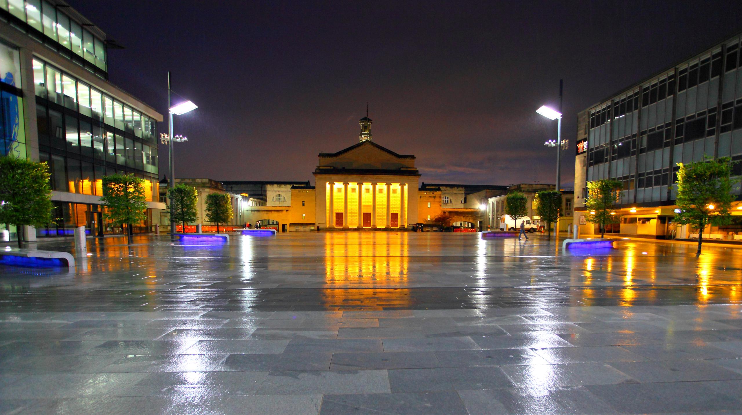 View of the square at night