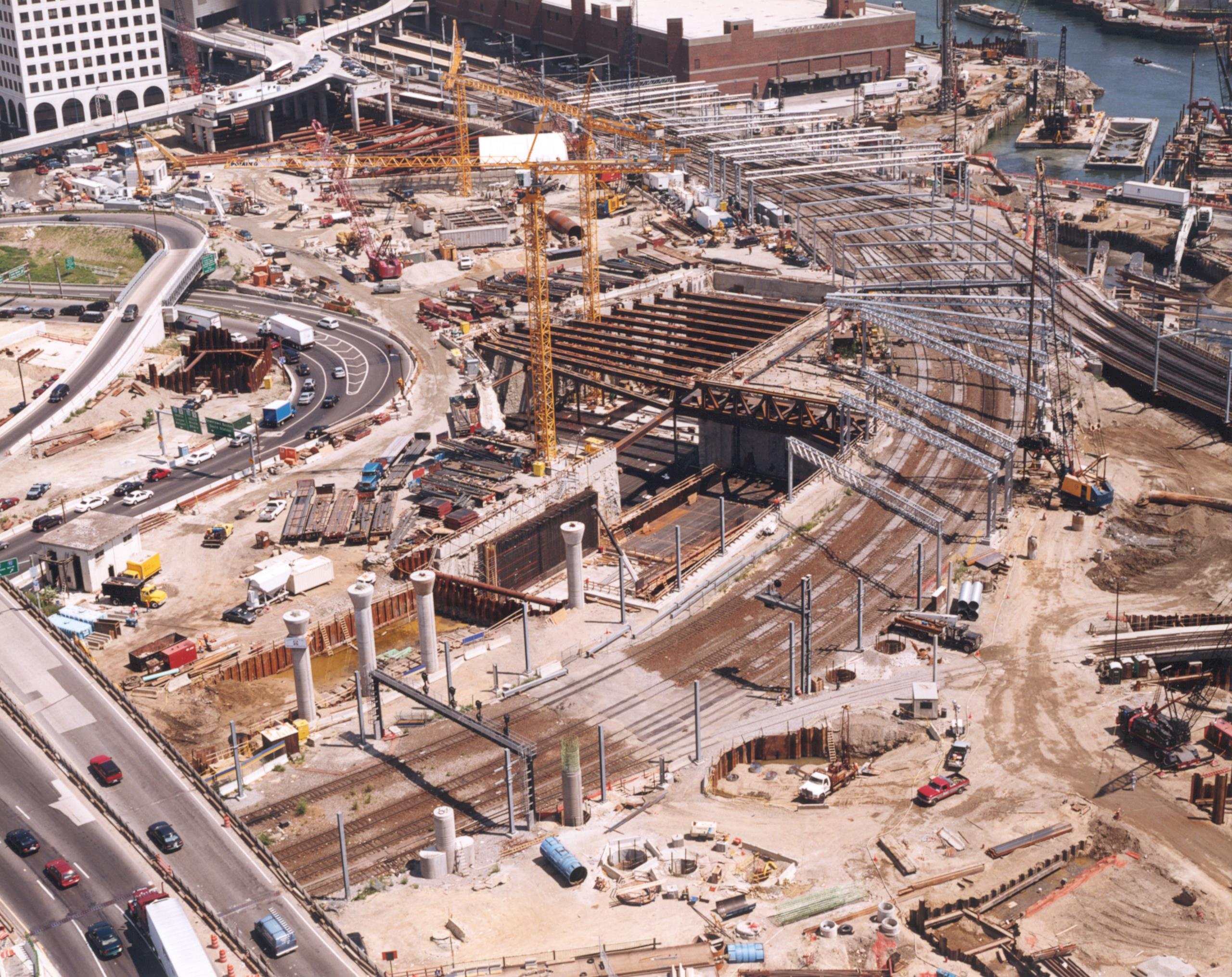 Aerial shot of the construction