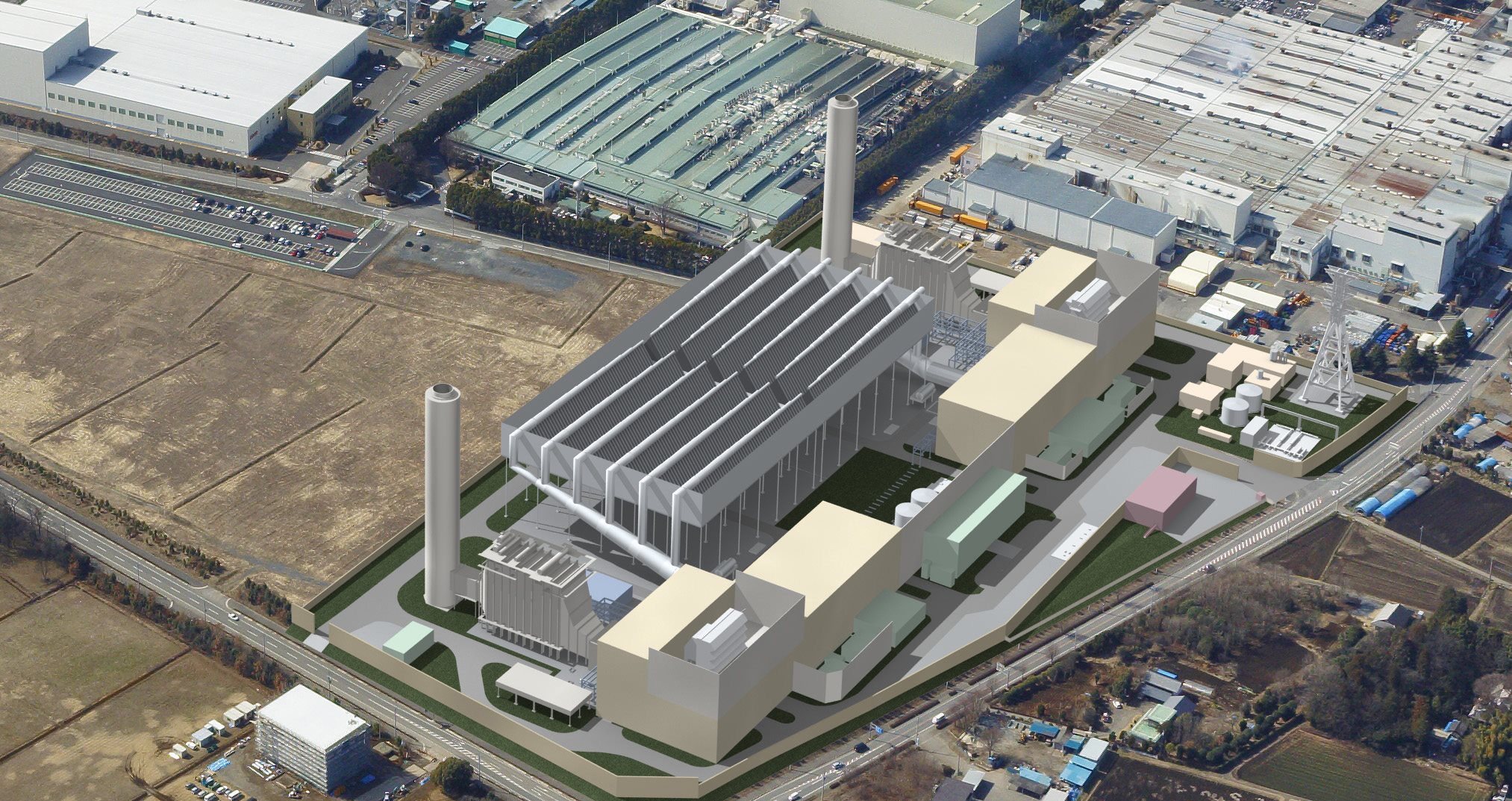 Visualisation showing the proposed power plant from above