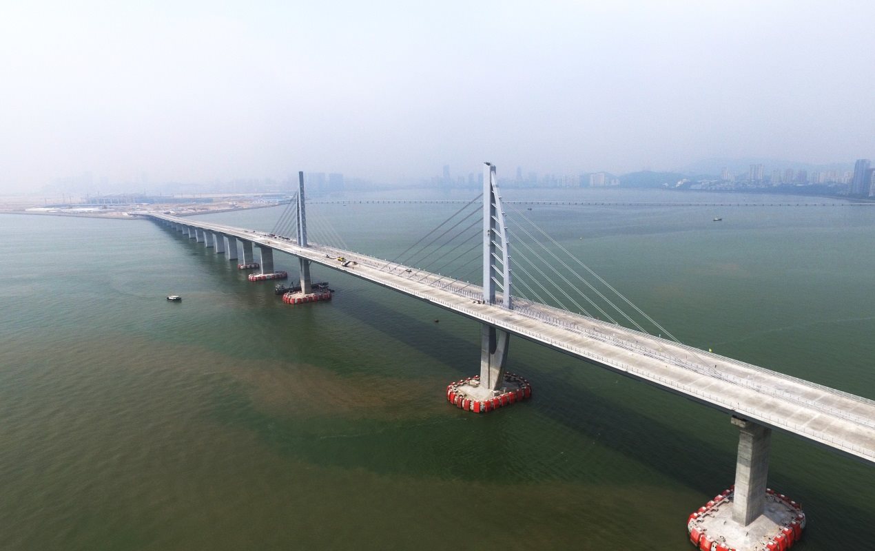 Angled view of the Hong Kong-Zhuhai-Macau Bridge