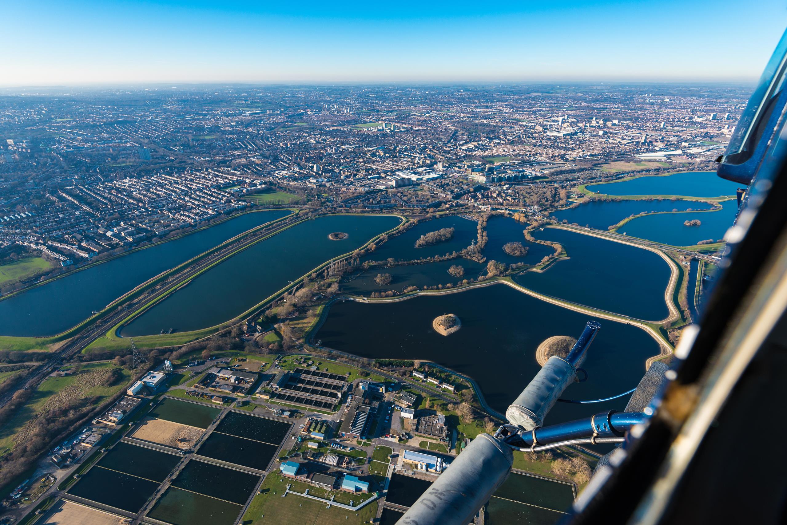 An aerial view of the Thames Valley water works in London