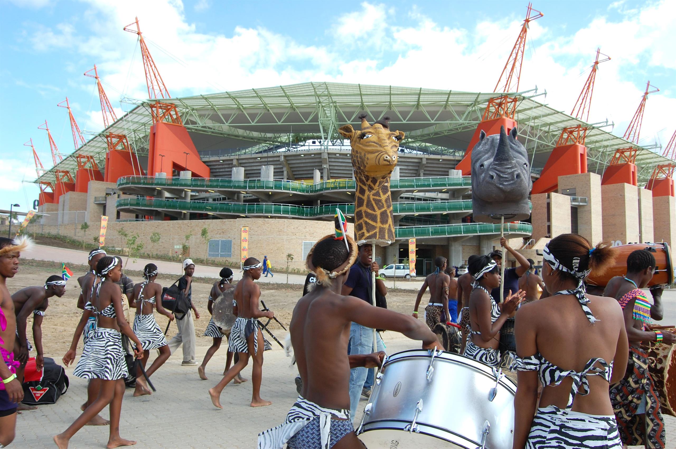 image showing dancers celebrating the opening of the stadium