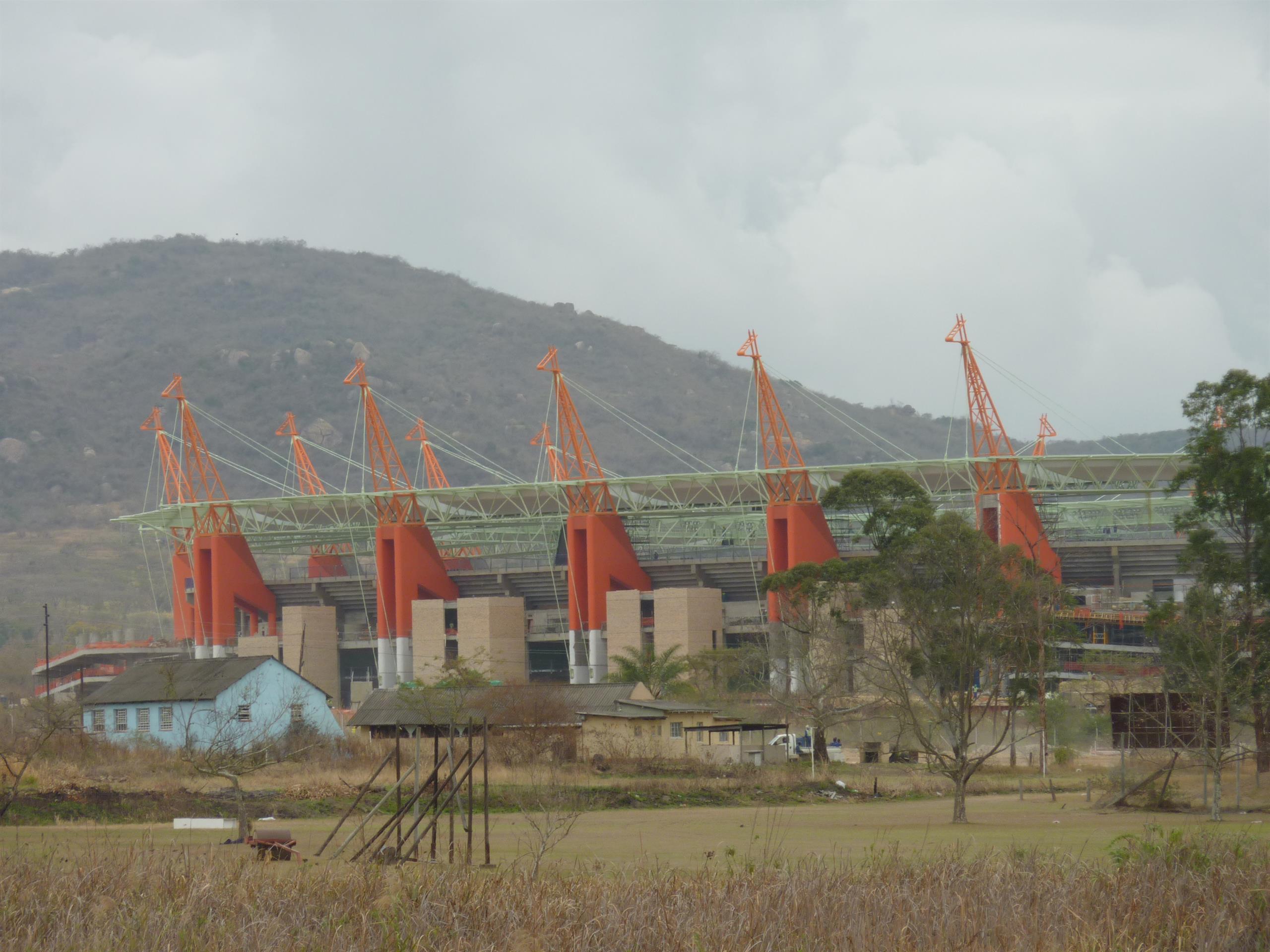 Close up of the giraffe masts comprising Mbombela Stadium