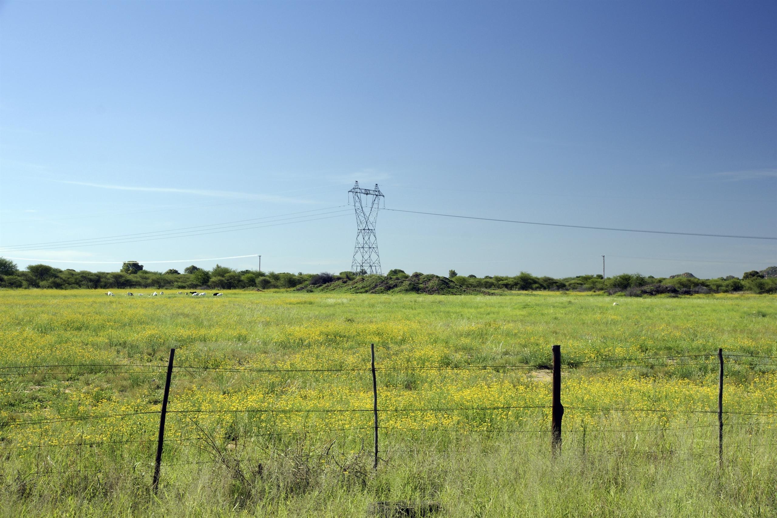Power transmission pylon in Botswana
