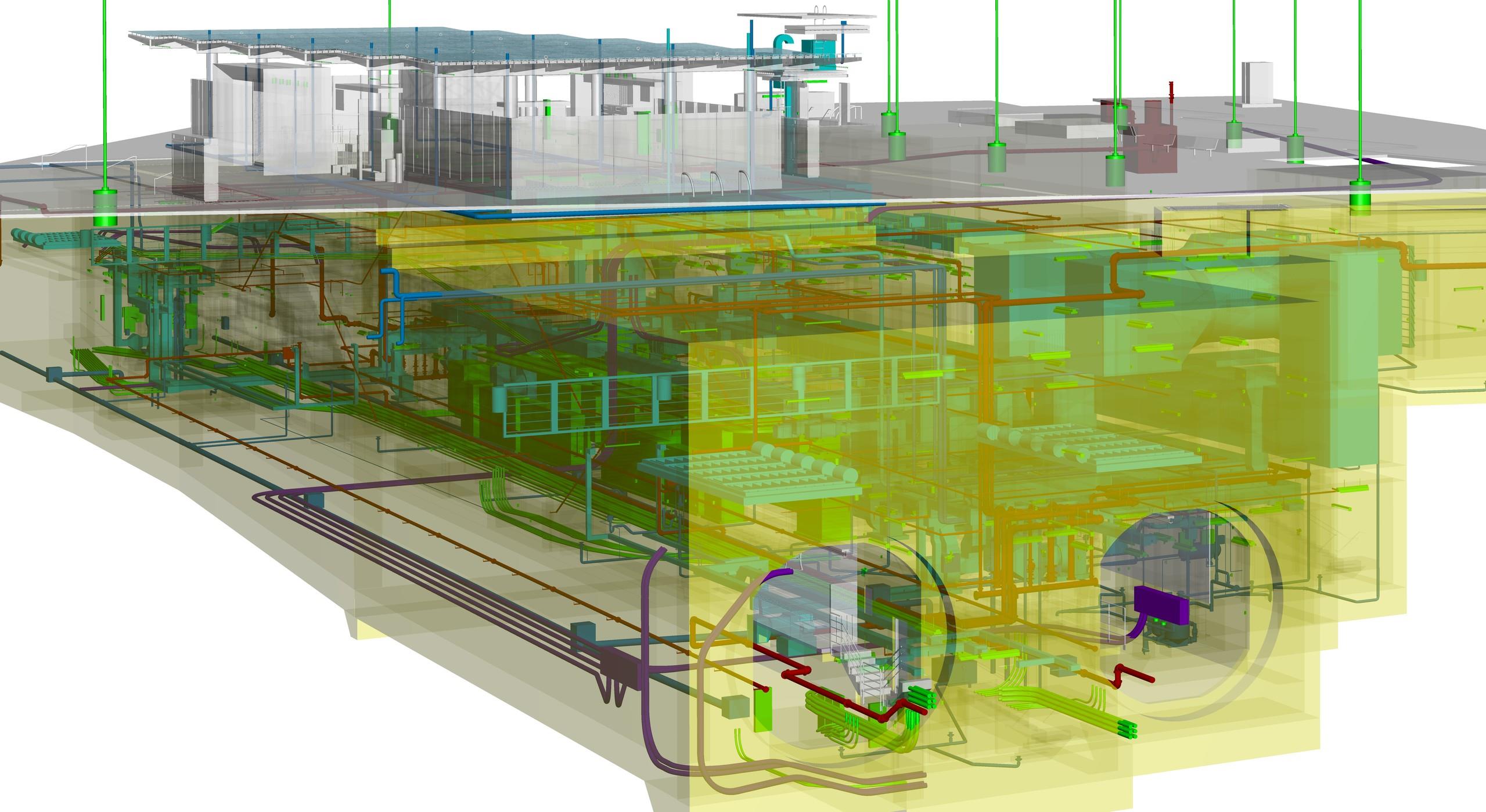 A building information modelling (BIM) 3D visualisation of the LA Metro Regional Connector.