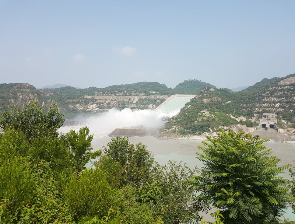 Water flowing through the Tarbela dam