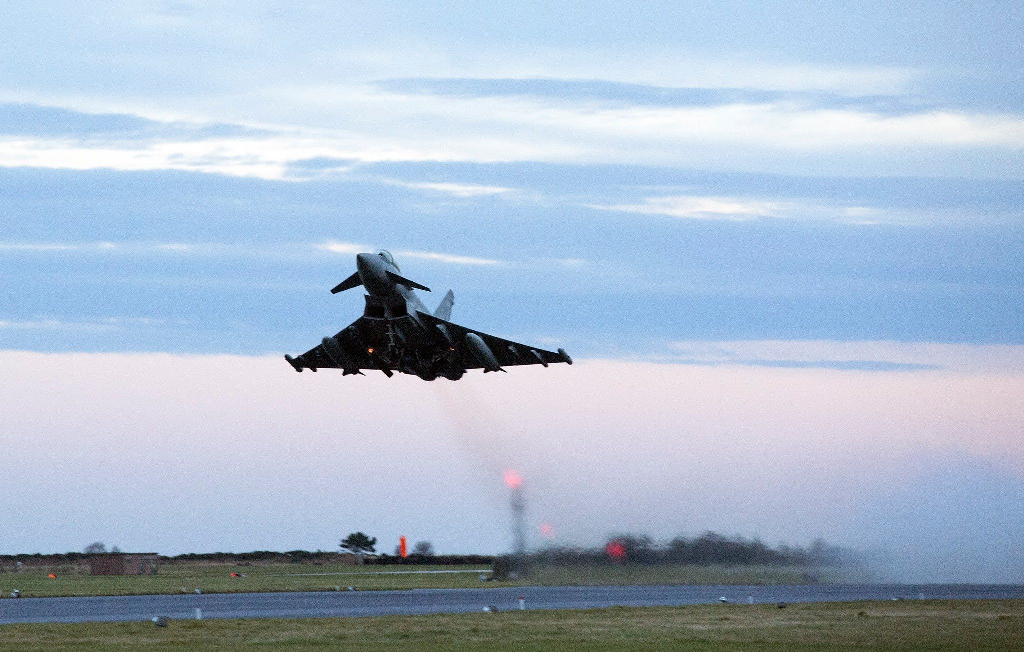 An RAF jet taking off at RAF Lossiemouth, Scotland
