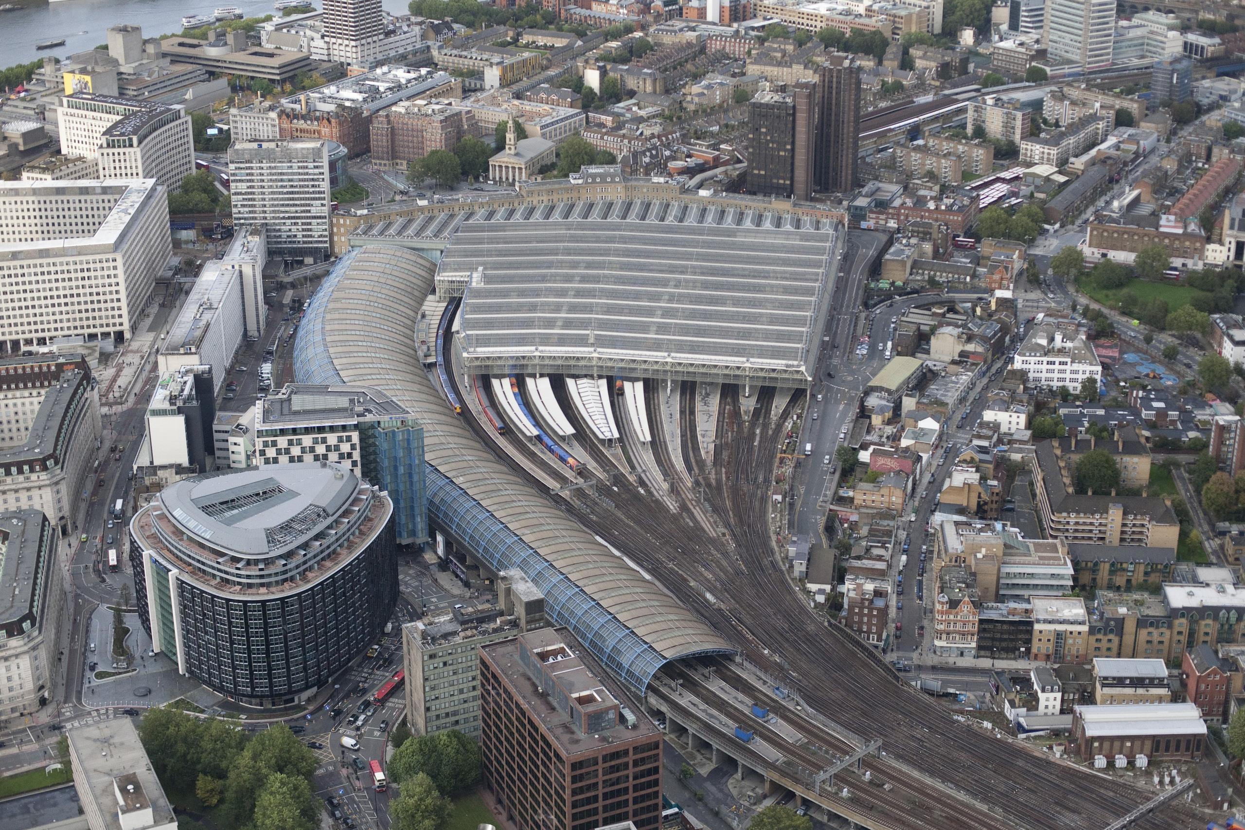 Aerial view of London Waterloo Station