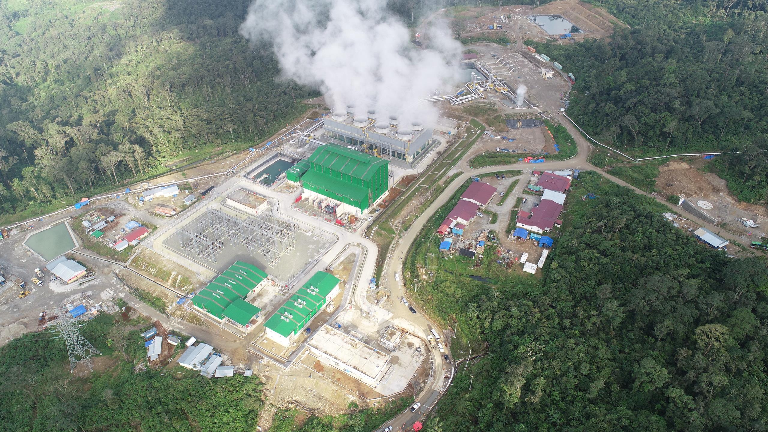 Aerial view of Muara Laboh geothermal plant