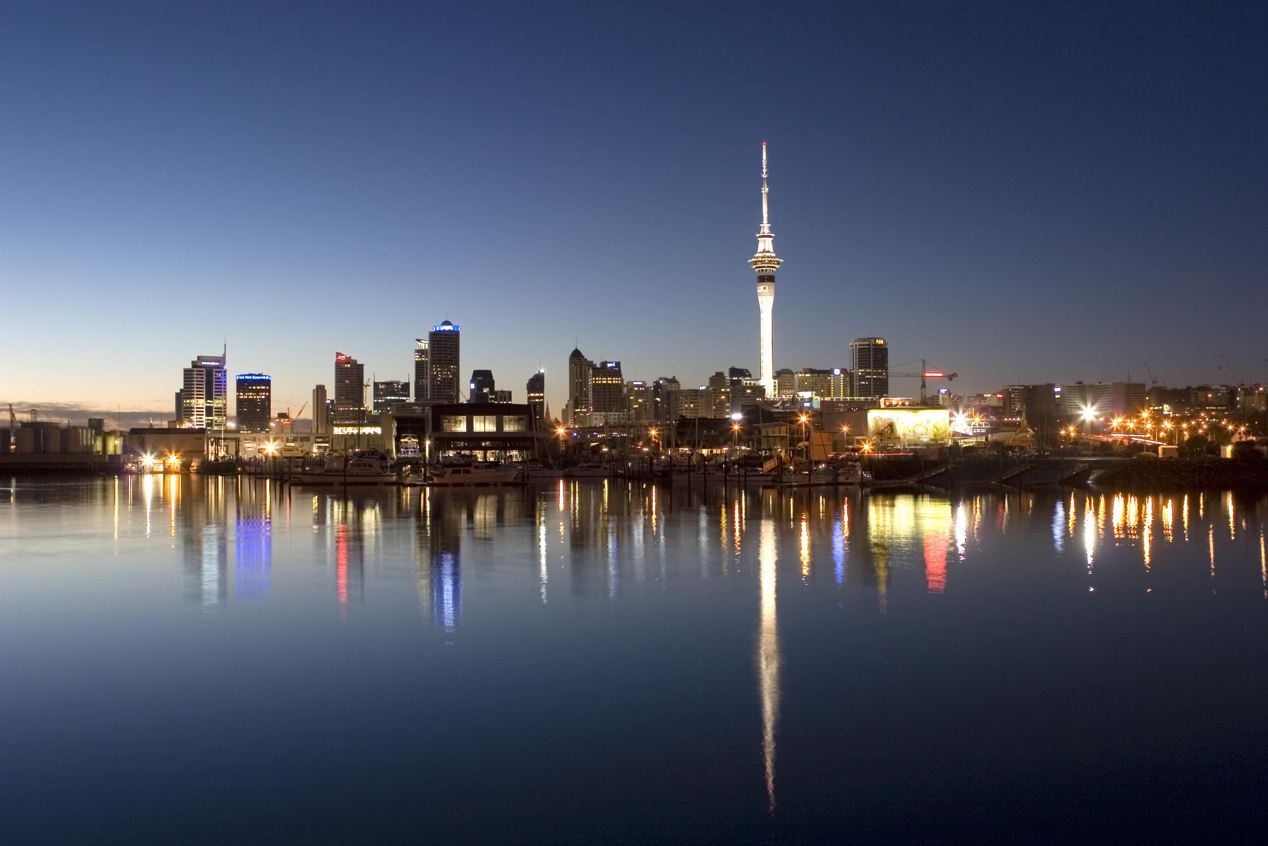 Auckland city skyline at night