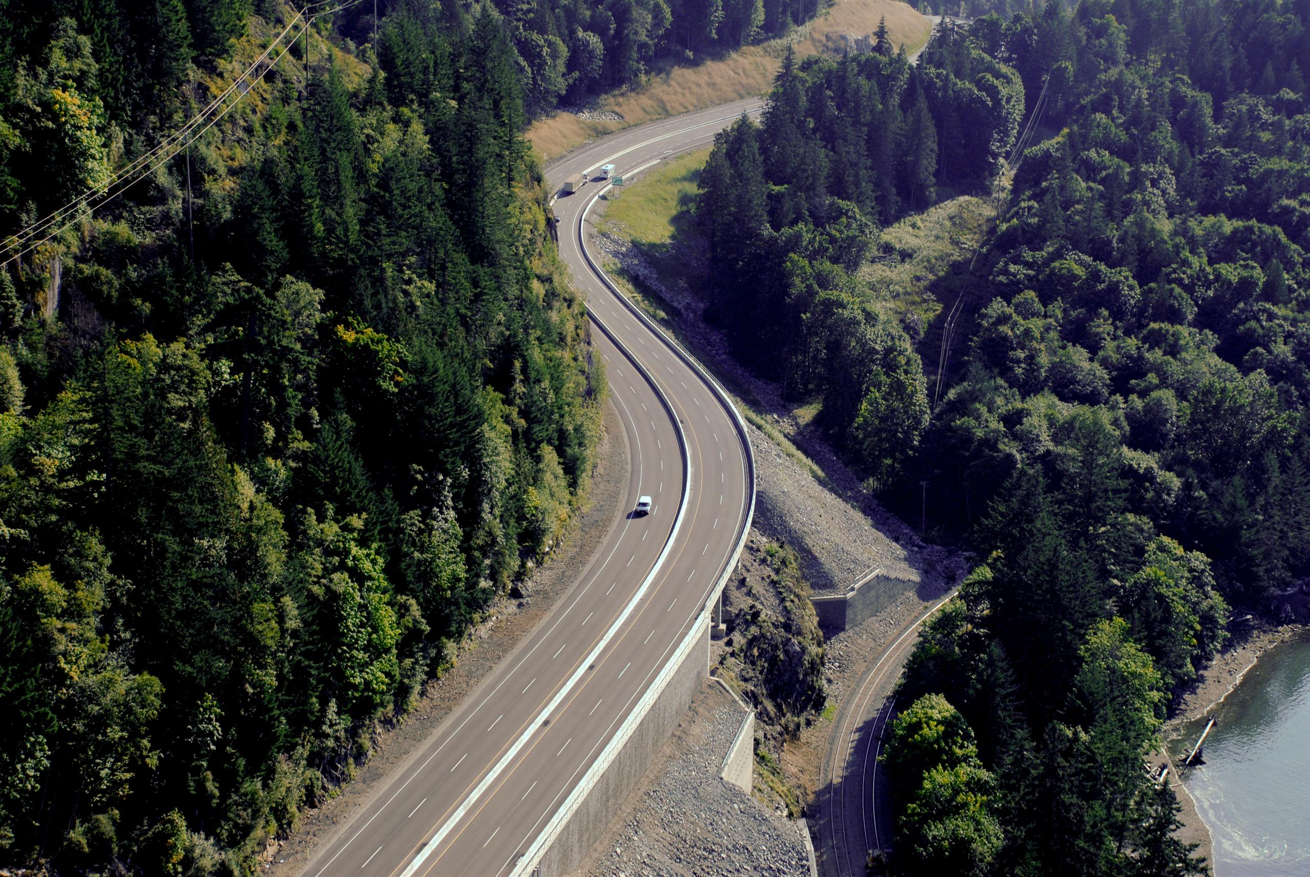 View of the main highway from above