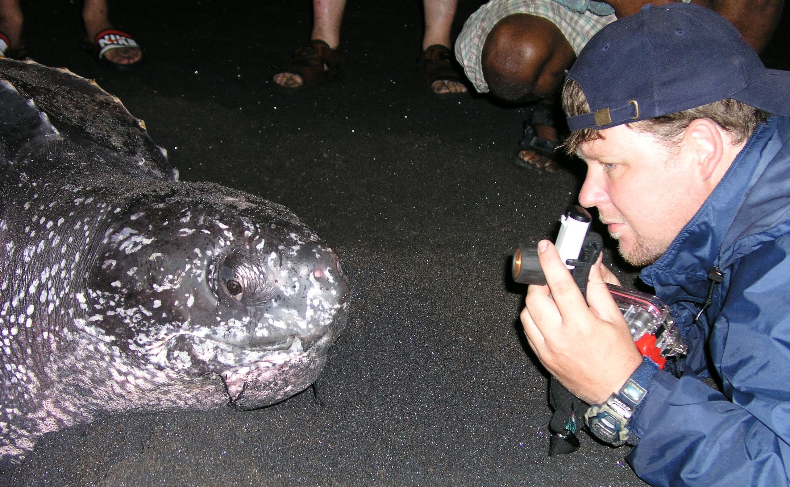 Rowan with Leatherback Roslie in 2004