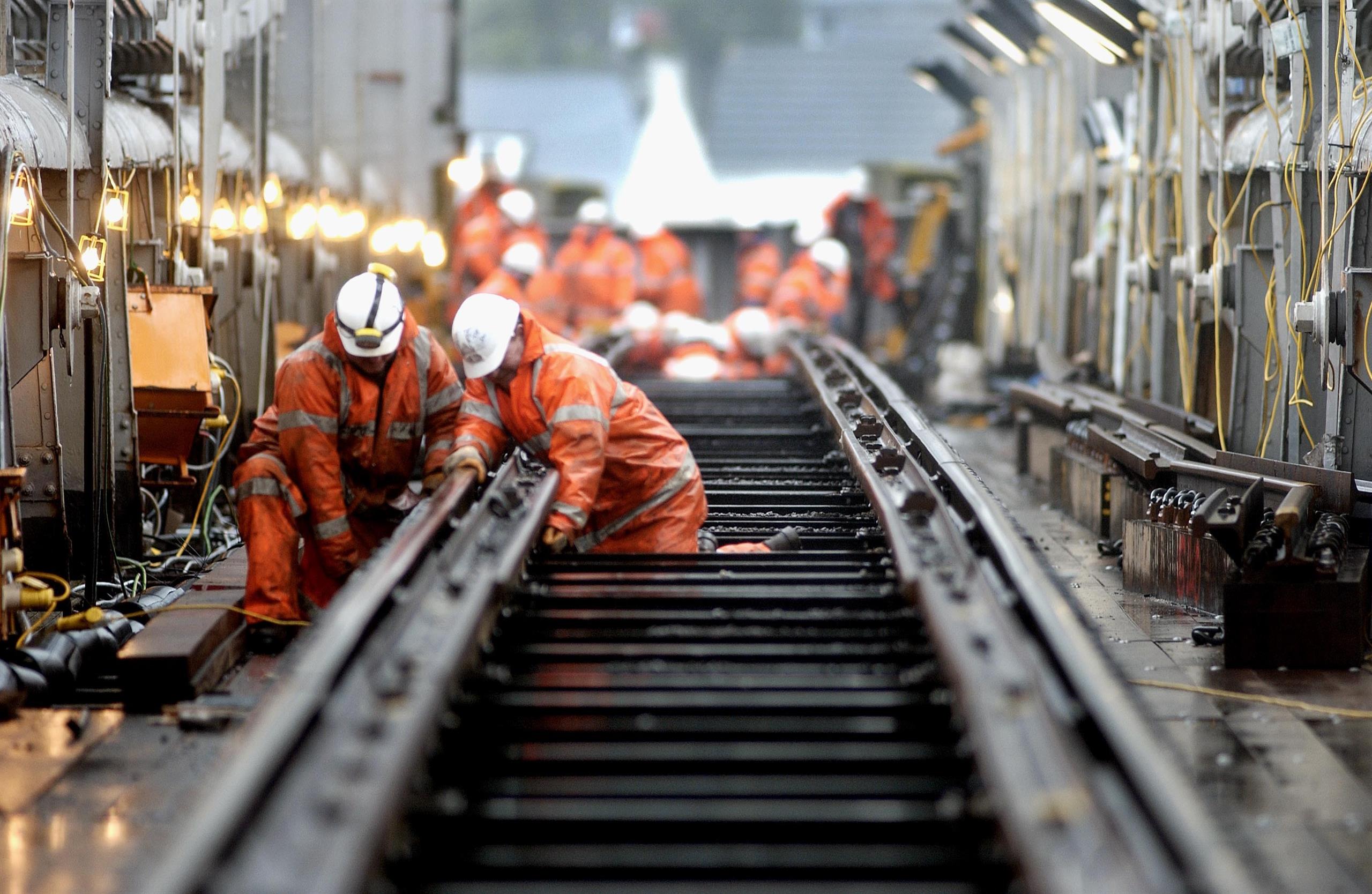 Men working on a railway line