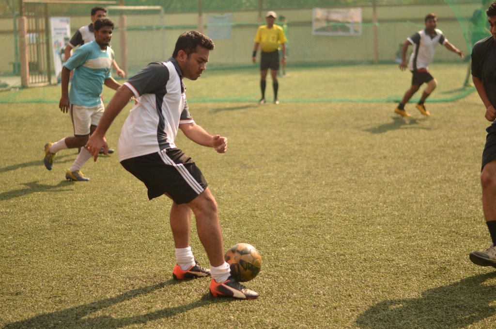 Nilanjan competing at an inter-consultancy football tournament against Jacobs Engineering