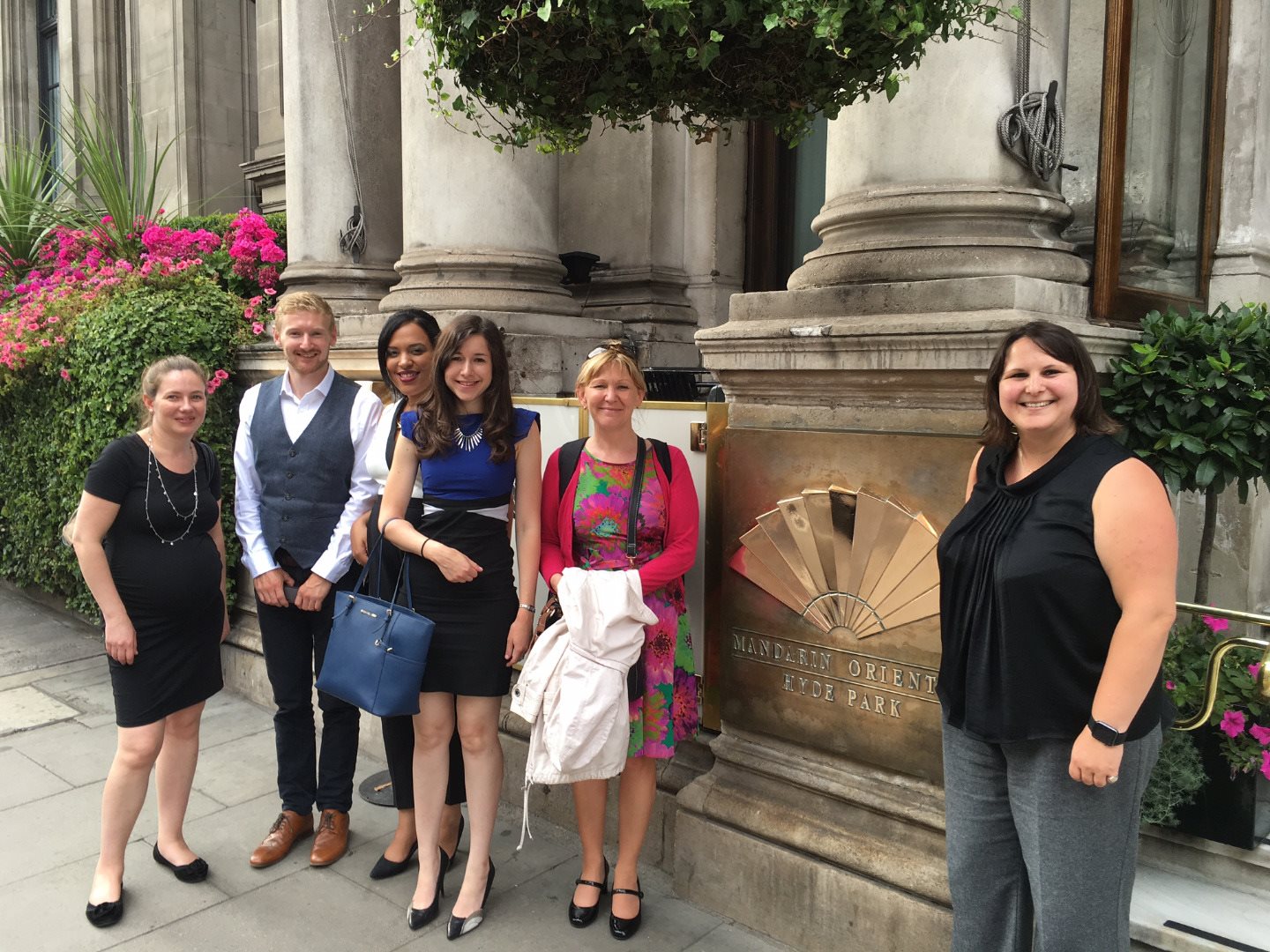 Winners outside the Mandarin Oriental Hotel in London