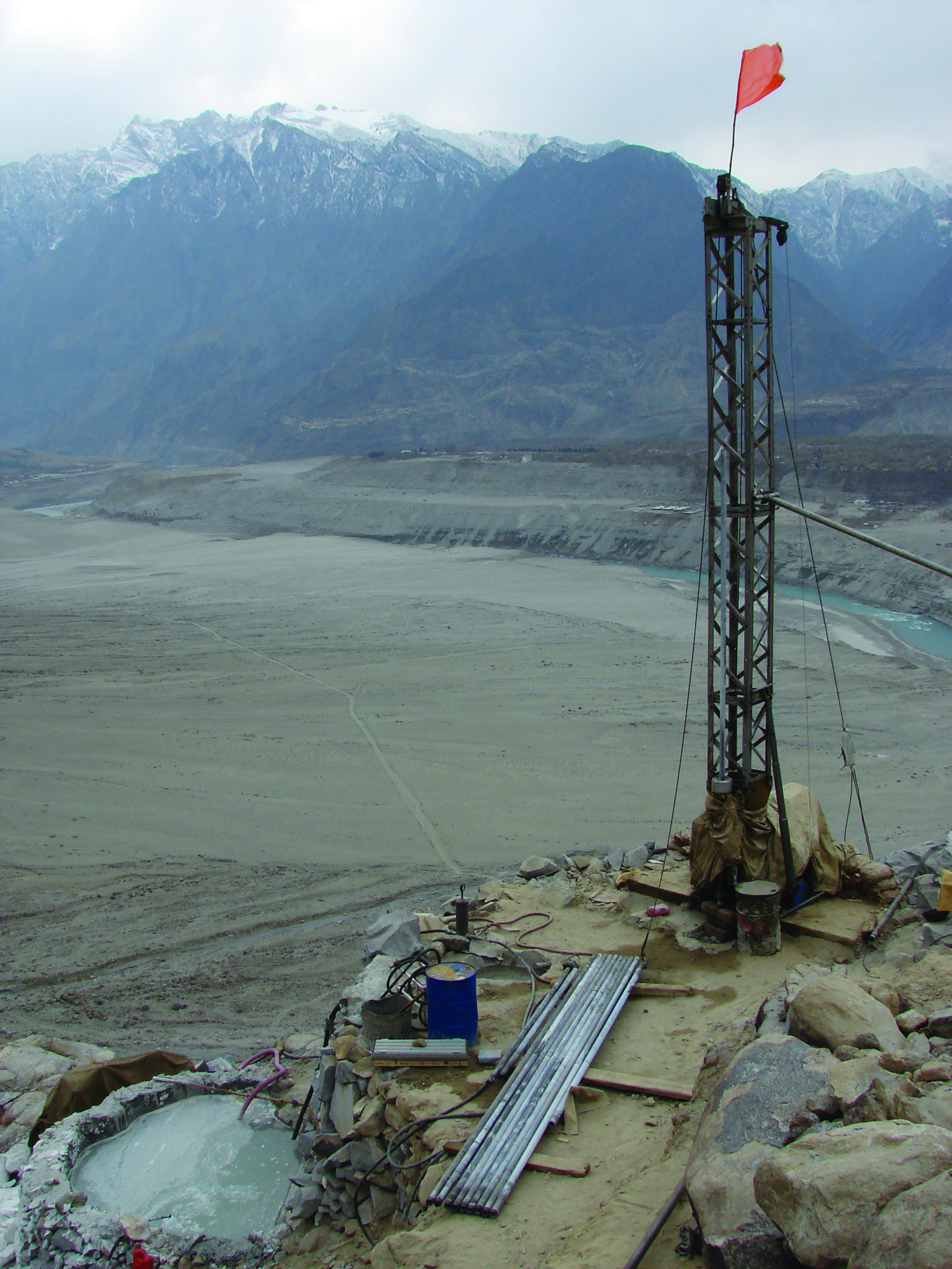 Shot of the construction site with mountains in the background