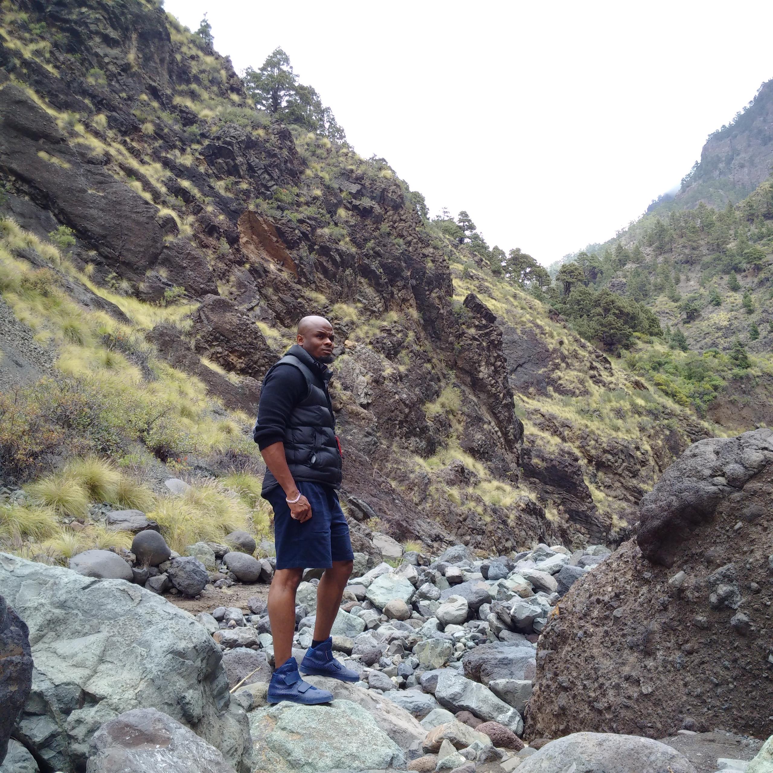Olusegun on a visit to the volcanic settlements of La Palma in the Canary Islands