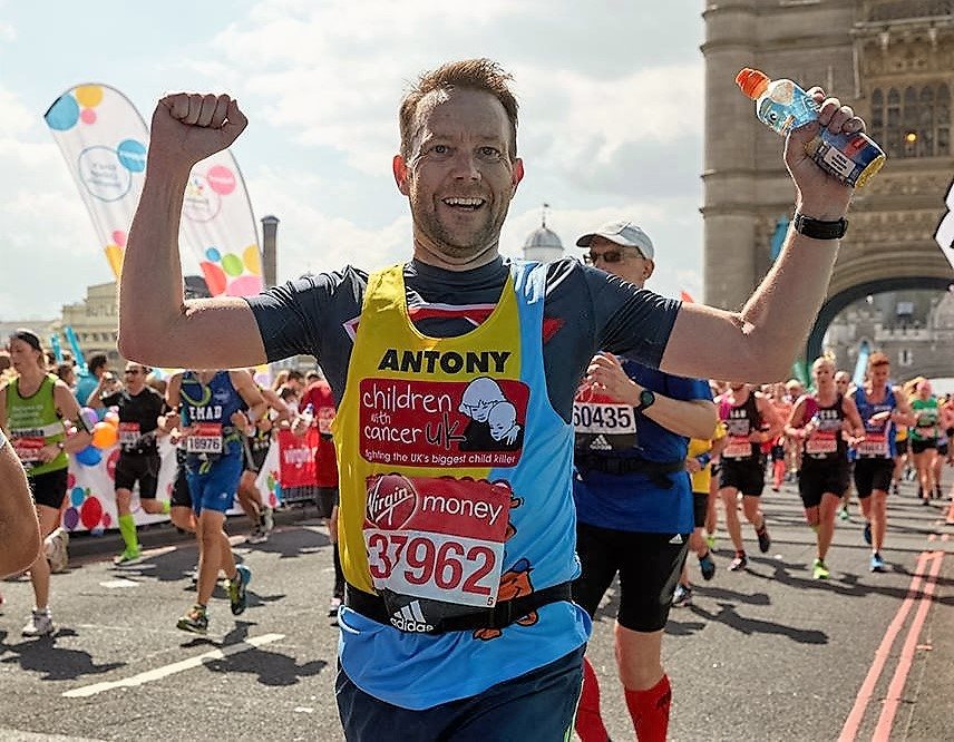 Antony running the London marathon in under four hours!