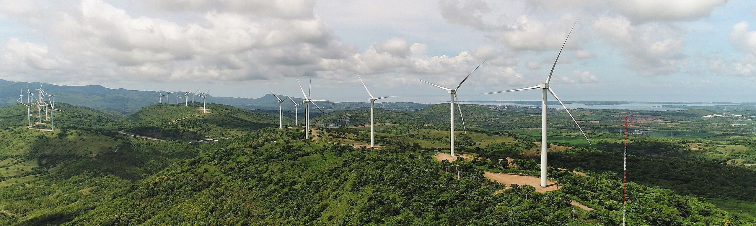 An aerial view of the Sidrap wind farm in Indonesia