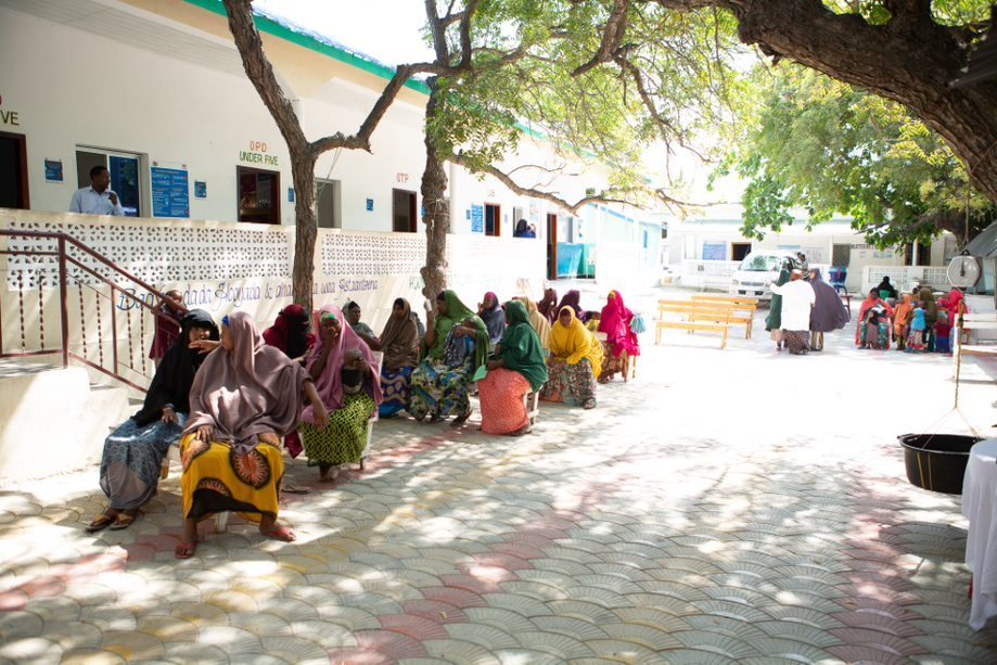 Patients waiting outside health centre