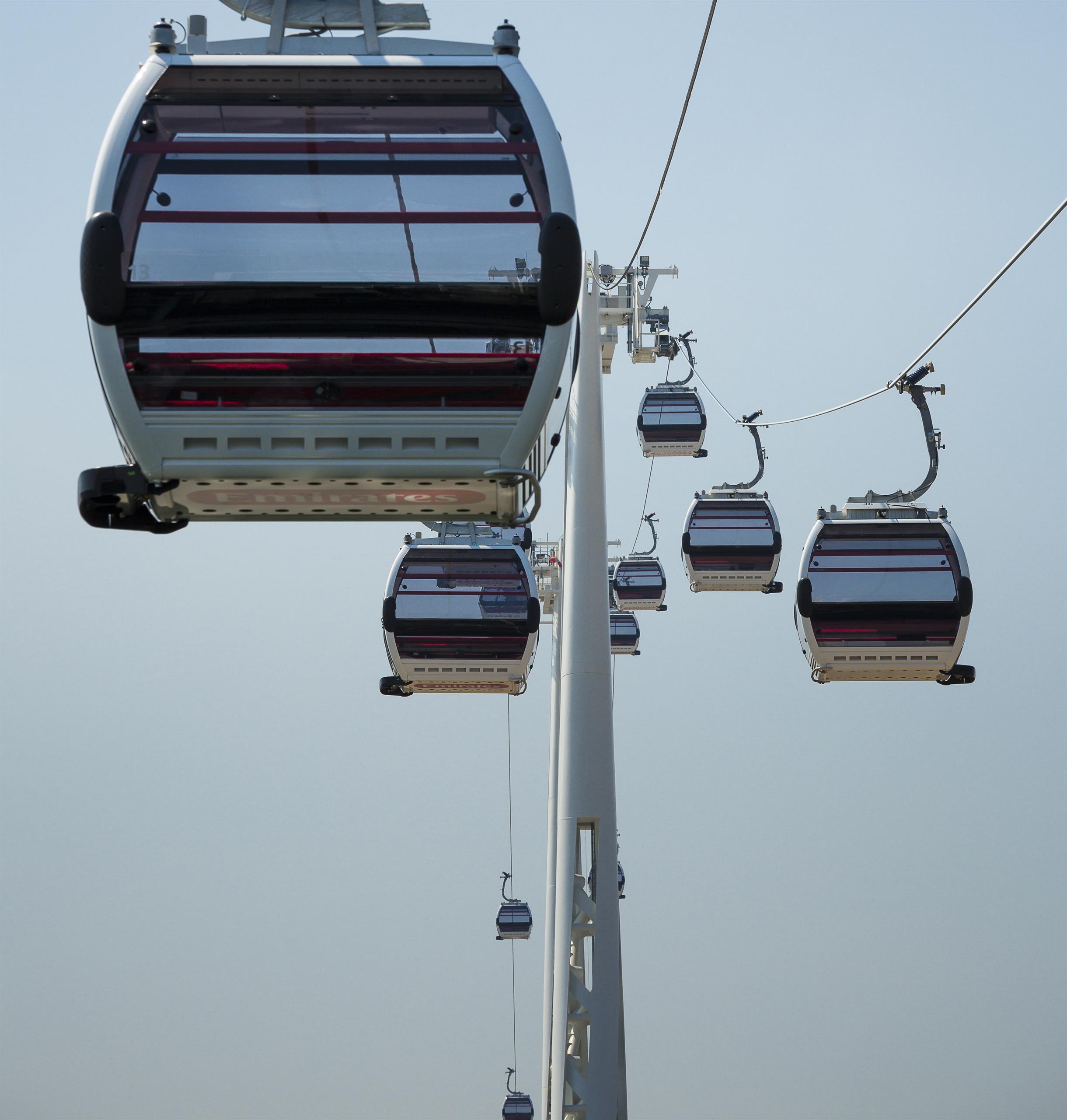 Cable Cars on traveling on route. 