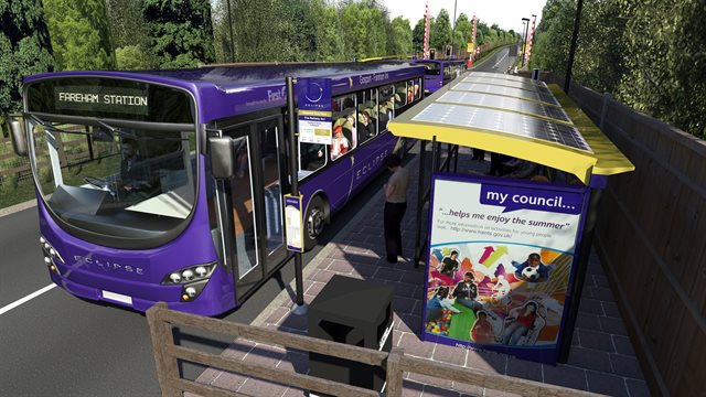 Visualisation of the bus entering the station
