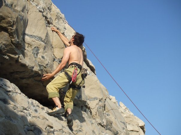 David rock climbing