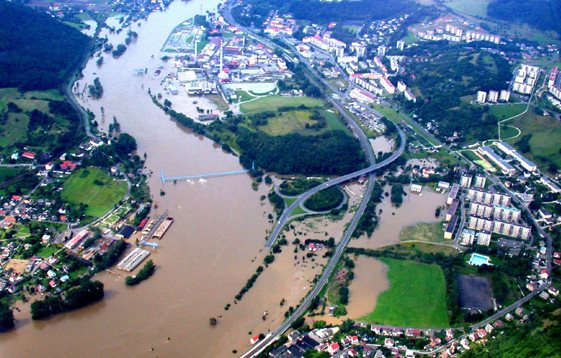 Arial view of the flooded areas