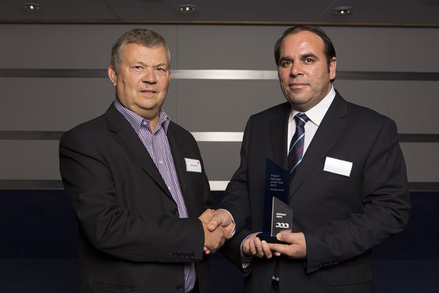 Sheheryar with Group Chairman Mr. Keith Howells in Project Manager of the year 2013 awards ceremony in London – UK 