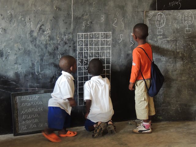 Young schoolchildren in a classroom