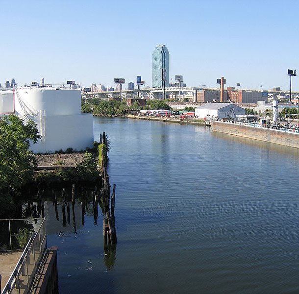 View of the creek from Greenpoint Avenue Bridge